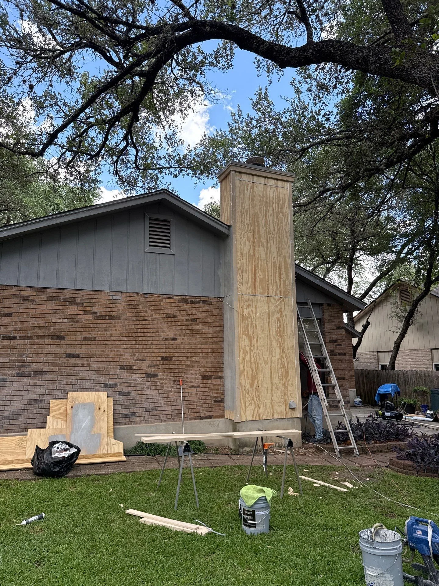 Chimney reconstruction by Revamped Roofing and Construction