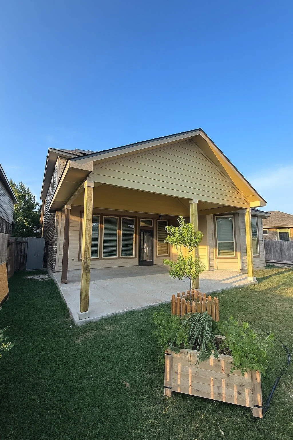 Completed covered porch exterior construction project